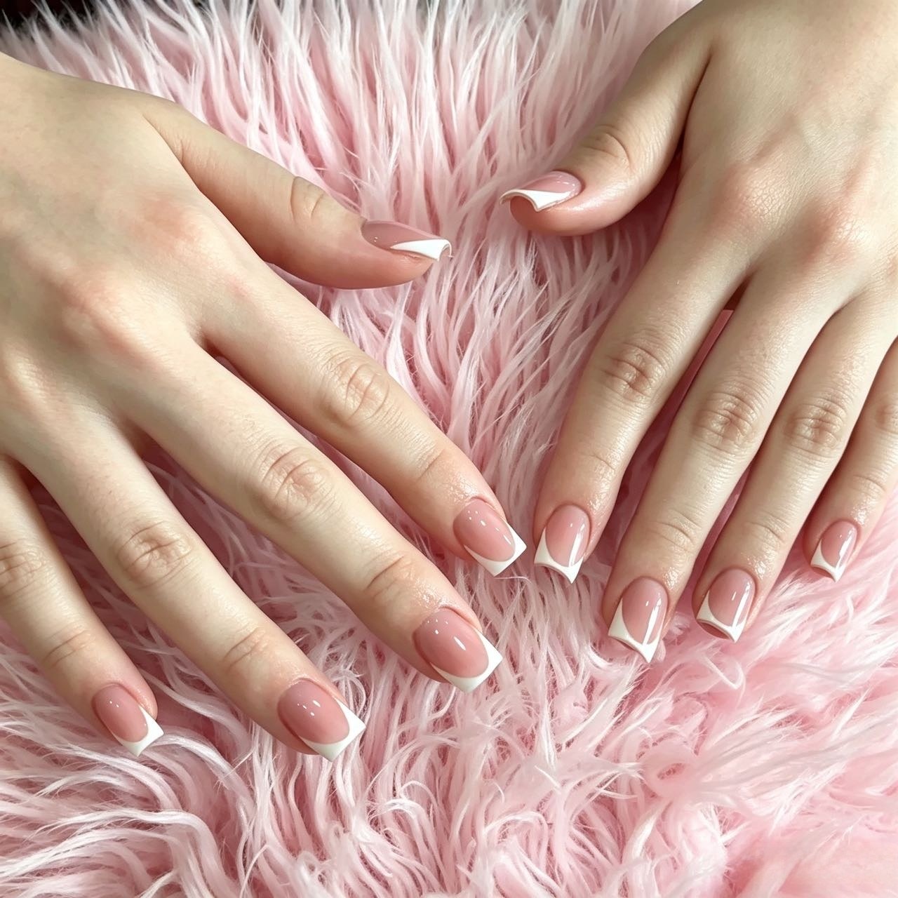 Classic white French manicure